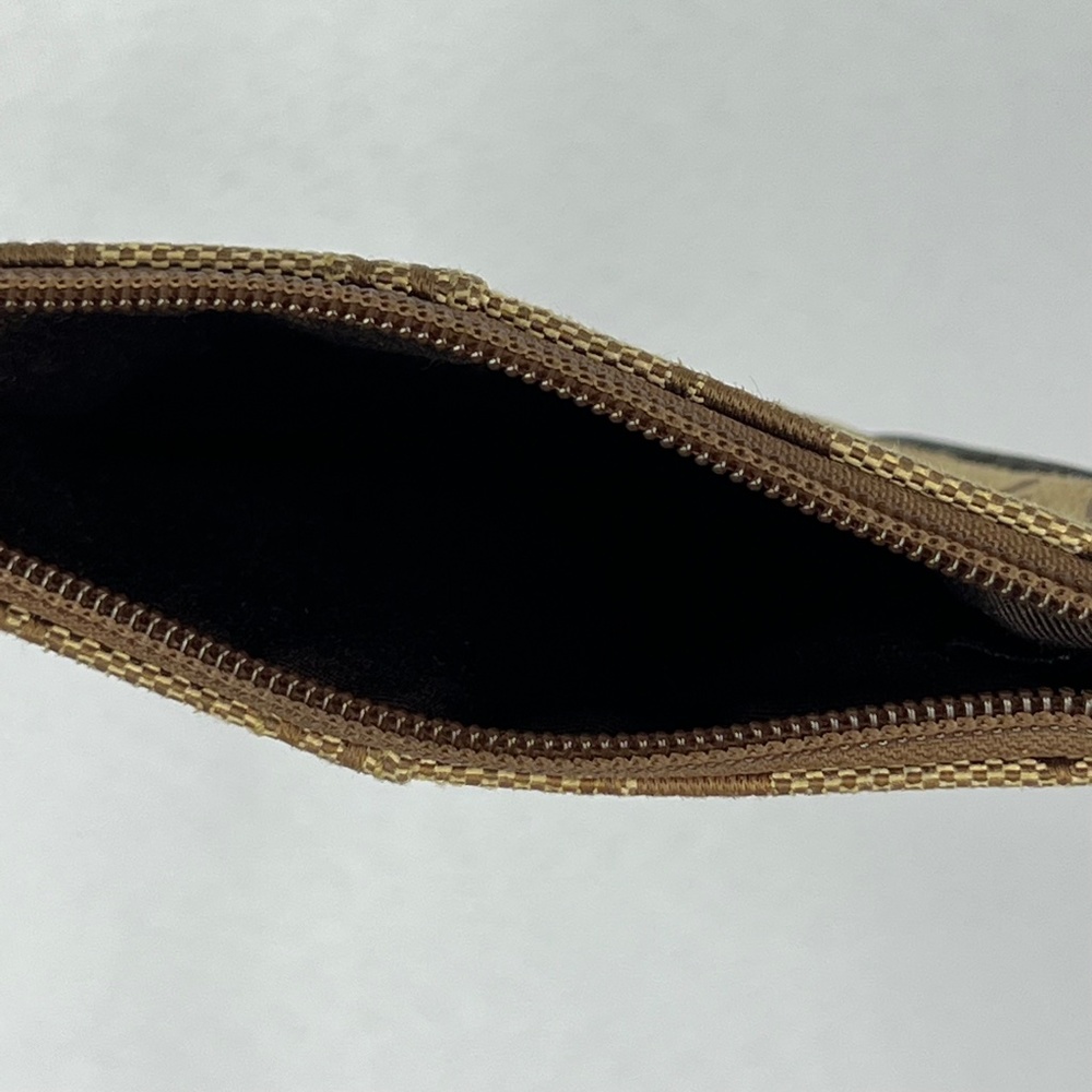 Coach Signature Brown Tan Cream Zipper Wristlet - Picture 12 of 14